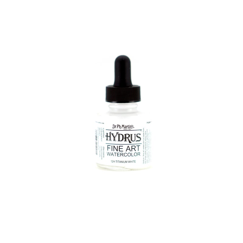 Dr. Ph. Martin's Hydrus Fine Art Watercolor (12H) Watercolor Bottle, 1.0 oz, Titanium White, 1 Bottle - Image 1